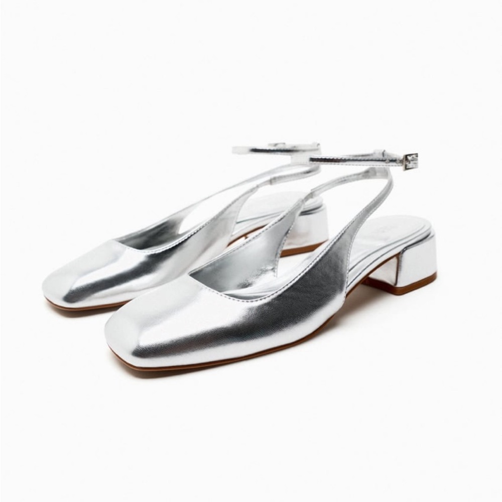 zara silver block heels mary jane